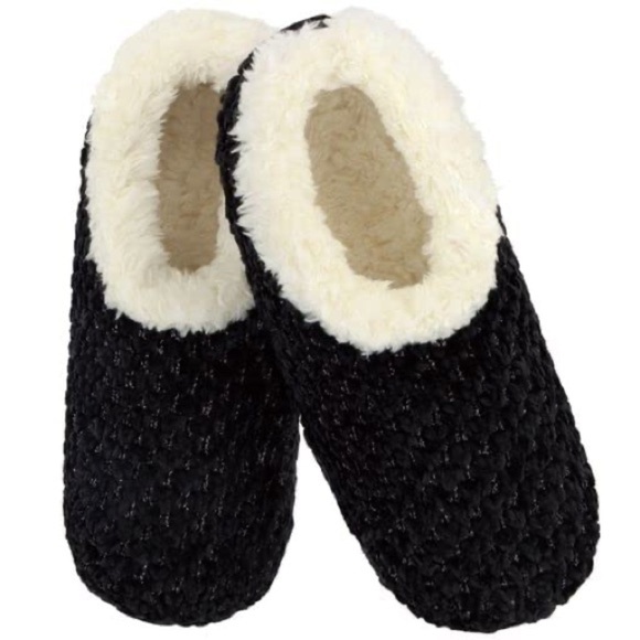 NEW * SNOOZIES Sherpa Lined Sock Slippers Non Slip  - Size 7-8 - Picture 1 of 9